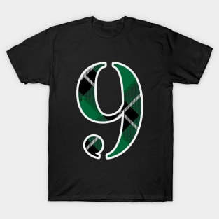 9 Sports Jersey Number Green Black Flannel T-Shirt
